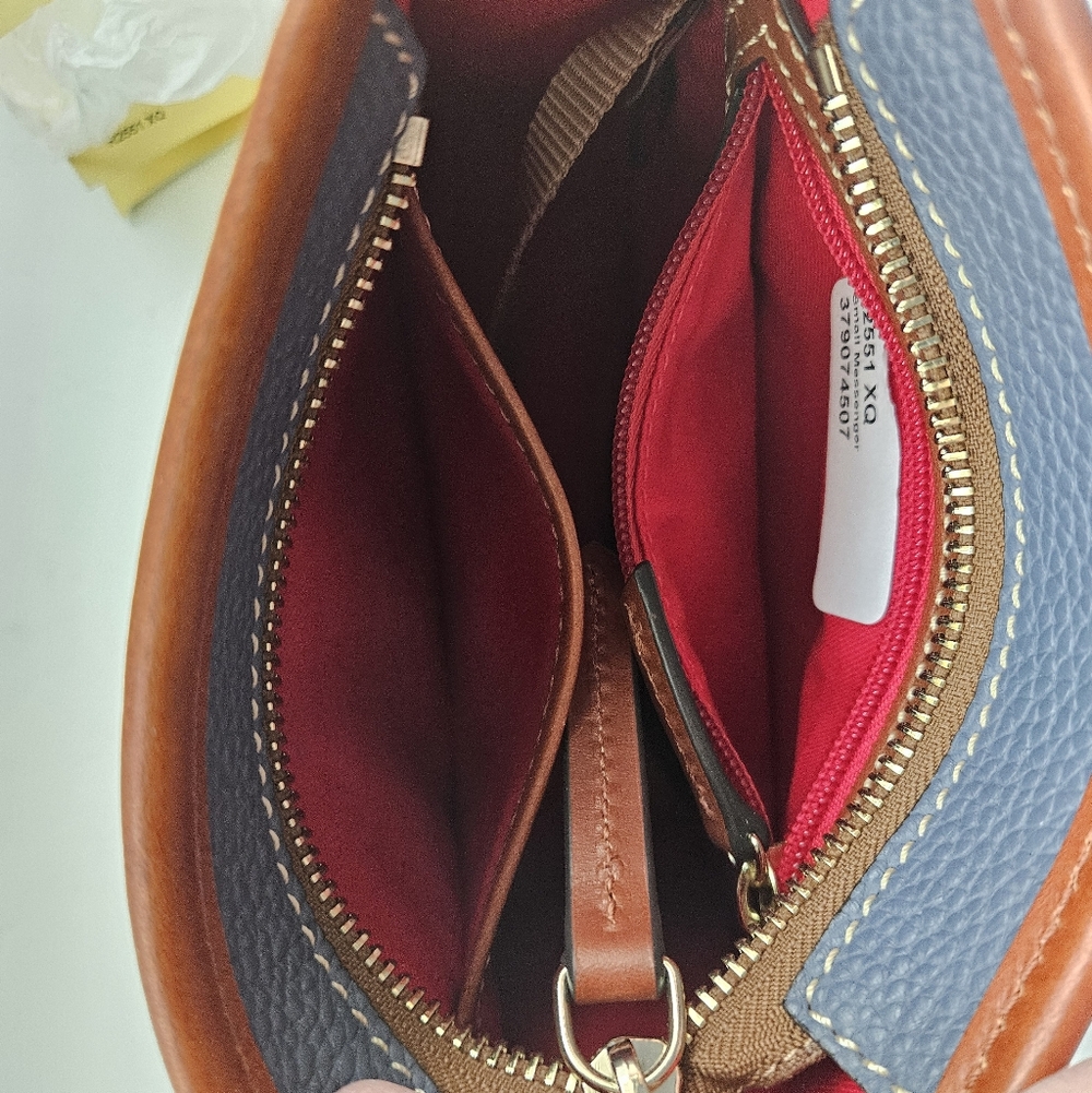 Dooney & Bourke Pebble Grain Small Messenger w/Guitar Strap Blue NWT - Picture 8 of 11